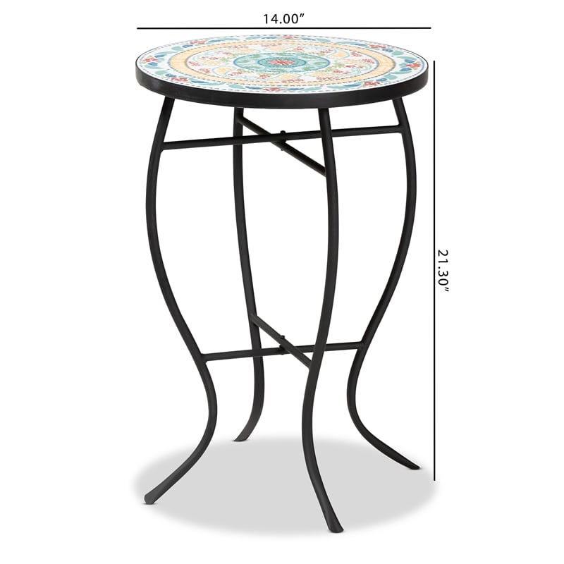 Baxton Studio Gaenor Contemporary Black Metal and Colored Ceramic Plant Stand