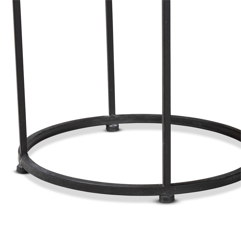 Baxton Studio Kaden Modern Colored Glass and Black Metal Outdoor Side Table