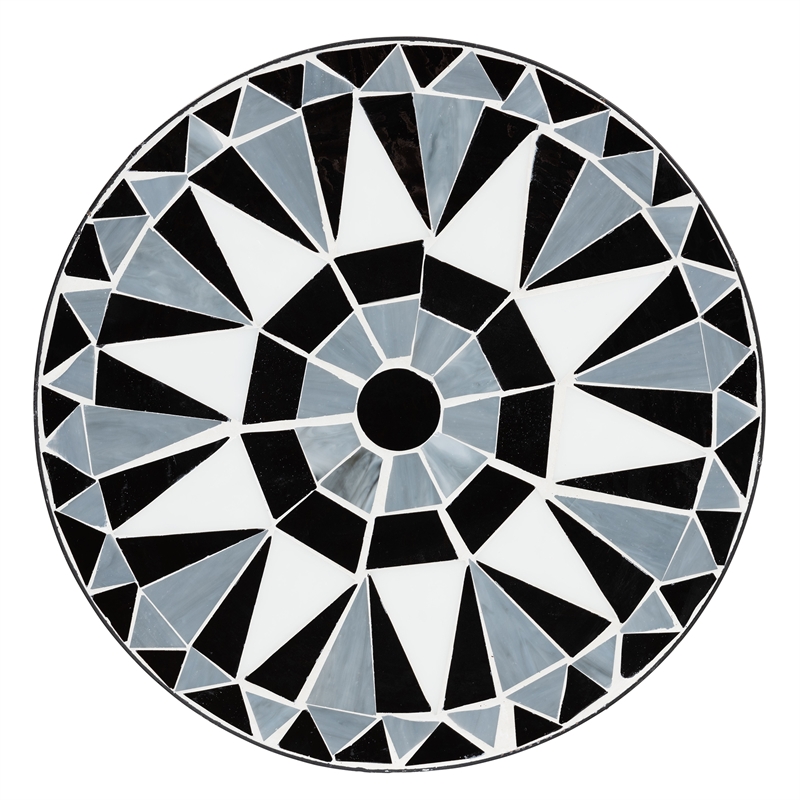 Baxton Studio Kaden Modern Colored Glass and Black Metal Outdoor Side Table