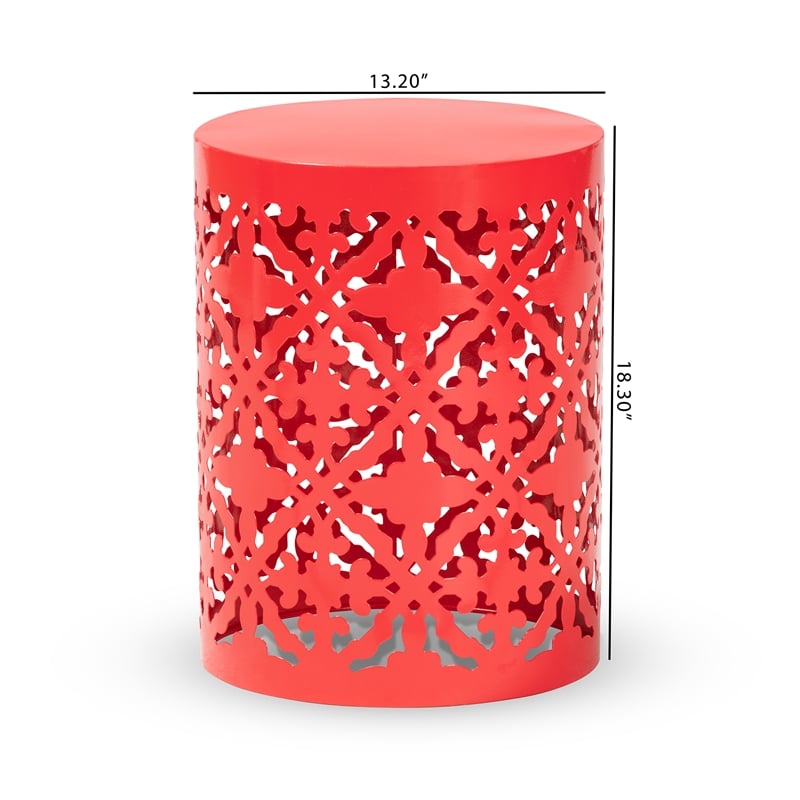 Baxton Studio Jamila Contemporary Red metal Outdoor Side Table