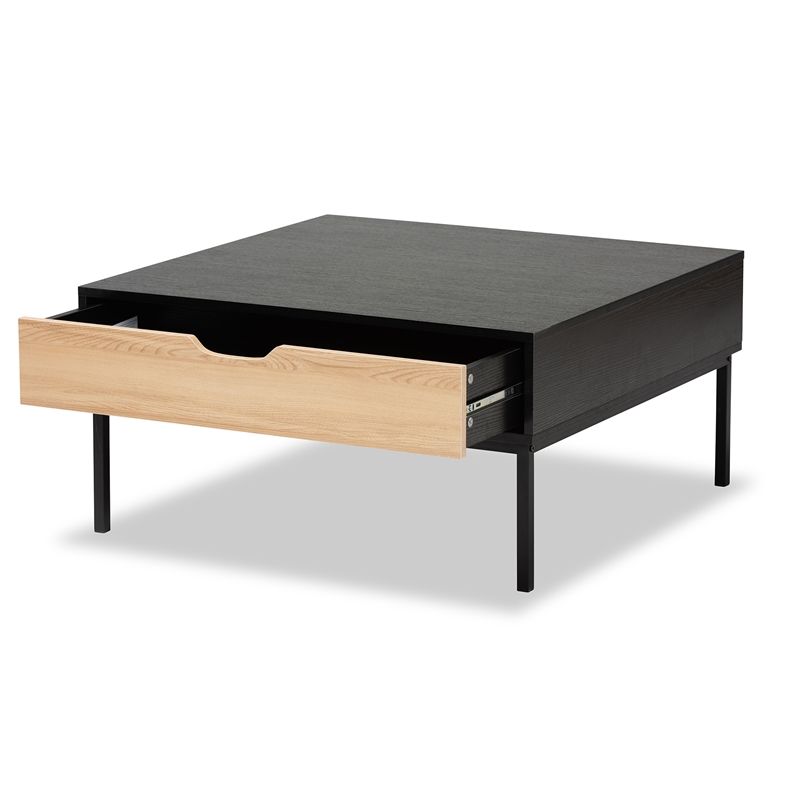 Baxton Studio Haben Contemporary Two-Tone Oak and Black Wood Coffee Table