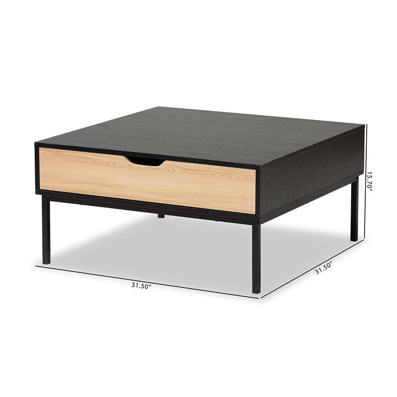 Baxton Studio Haben Contemporary Two-Tone Oak and Black Wood Coffee Table