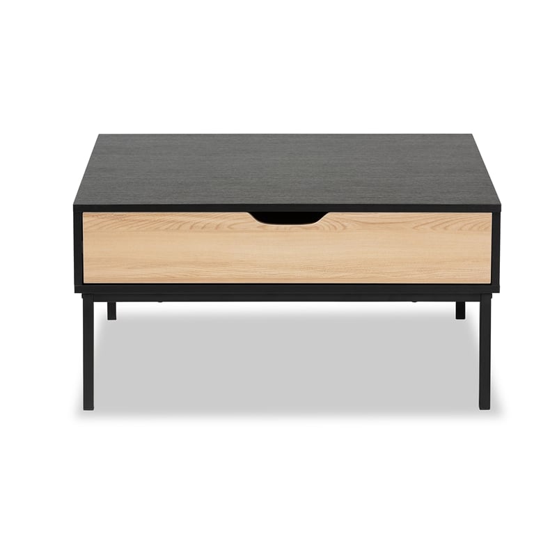 Baxton Studio Haben Contemporary Two-Tone Oak and Black Wood Coffee Table