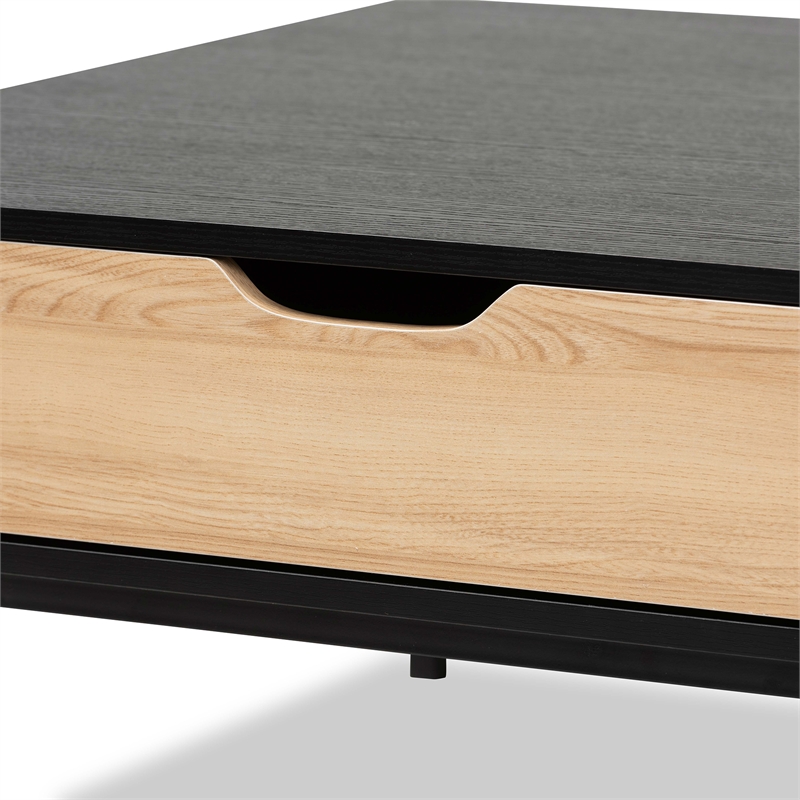 Baxton Studio Haben Contemporary Two-Tone Oak and Black Wood Coffee Table