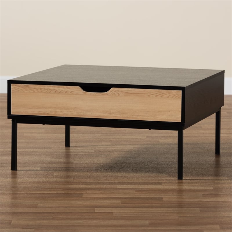 Baxton Studio Haben Contemporary Two-Tone Oak and Black Wood Coffee Table