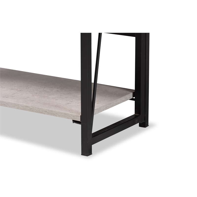 Baxton Studio Lakota Industrial Grey Wood and Black Metal 4-Tier Display Shelf