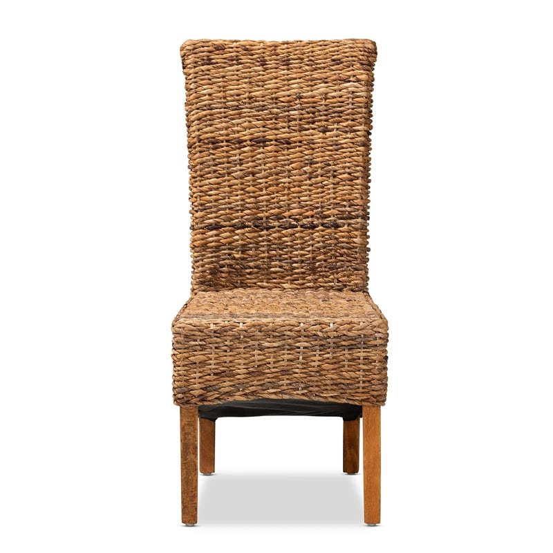 Baxton Studio Trianna Transitional Natural Abaca and Brown Wood Dining Chair