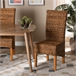 Baxton Studio Trianna Transitional Natural Abaca and Brown Wood Dining Chair