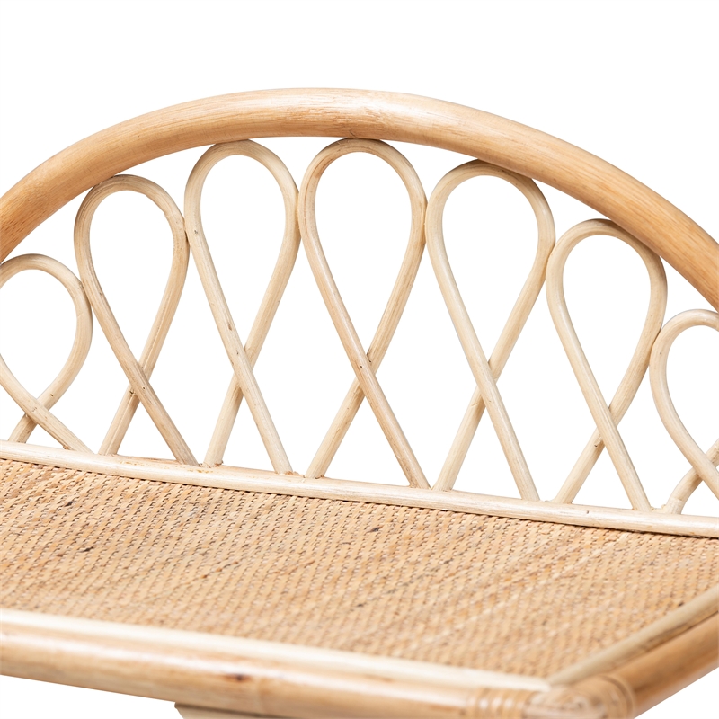 Baxton Studio Redell Modern Bohemian Natural Brown Rattan 3-Tier Display Shelf