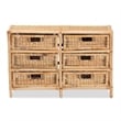 Baxton Studio Dariana Modern  Natural Brown Rattan 6-Drawer Storage Cabinet