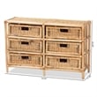 Baxton Studio Dariana Modern  Natural Brown Rattan 6-Drawer Storage Cabinet