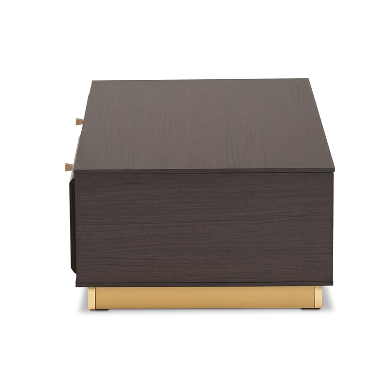 Baxton Studio Cormac Transitional Wood and Gold Metal 2-Drawer Coffee Table