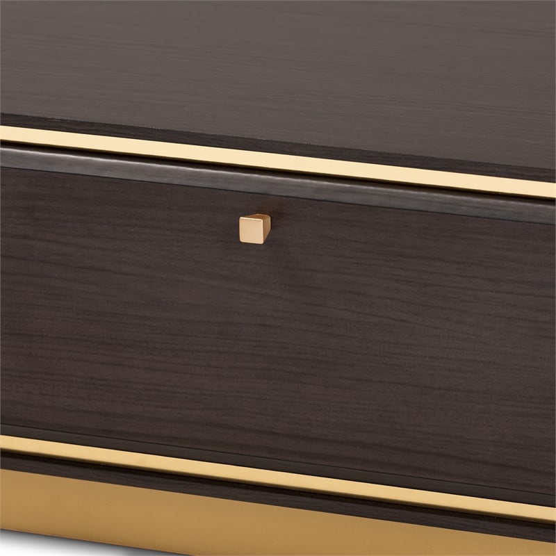 Baxton Studio Cormac Transitional Wood and Gold Metal 2-Drawer Coffee Table