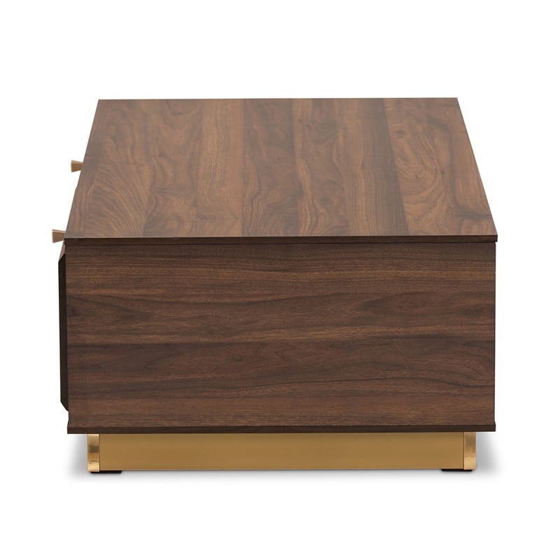 Baxton Studio Cormac Transitional  Wood and Gold Metal 2-Drawer Coffee Table