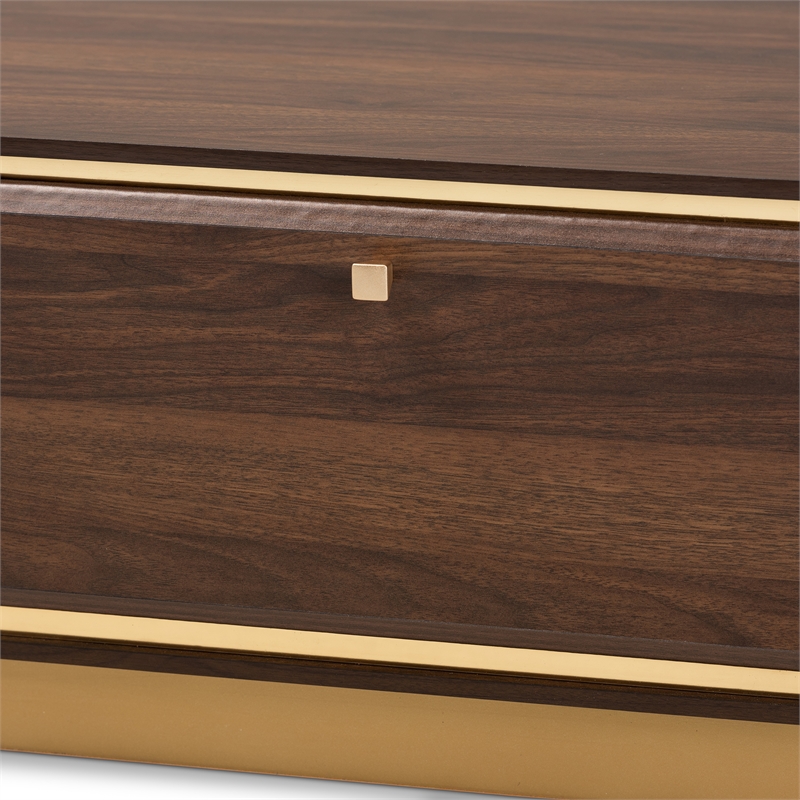 Baxton Studio Cormac Transitional  Wood and Gold Metal 2-Drawer Coffee Table