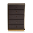 Baxton Studio Cormac Transitional  Wood and Gold Metal 5-Drawer Storage Chest