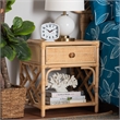 Baxton Studio Camara Modern Bohemian Natural Brown Rattan 1-Drawer Nightstand