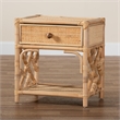 Baxton Studio Camara Modern Bohemian Natural Brown Rattan 1-Drawer Nightstand
