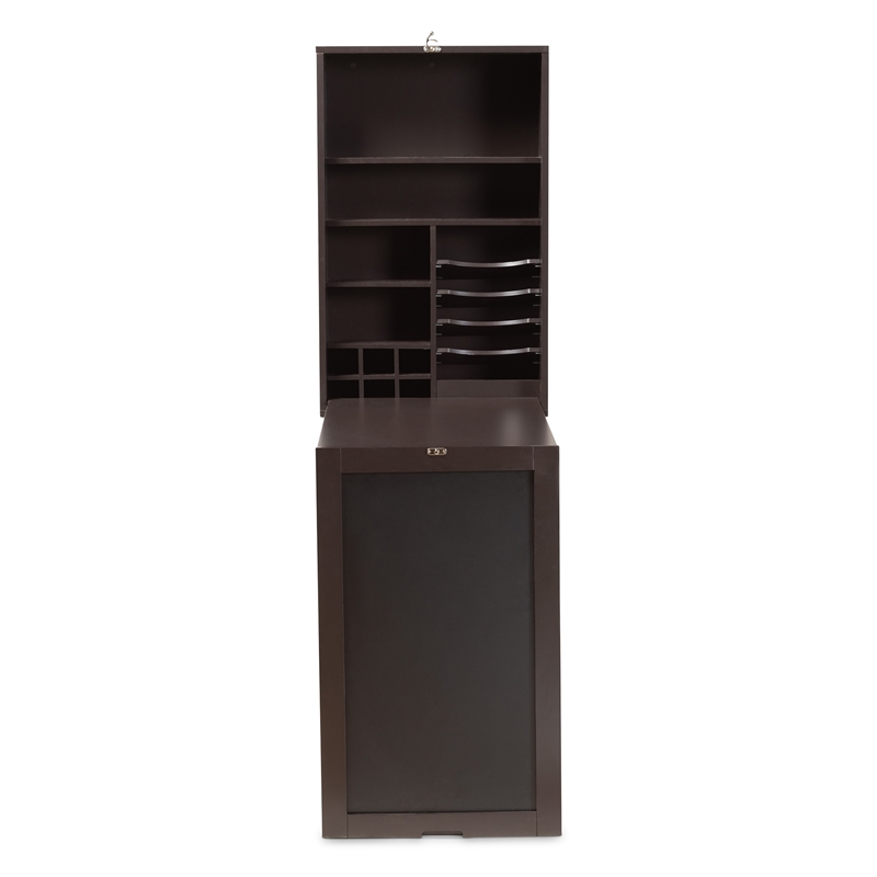 Baxton Studio Millard Modern Dark Brown Finished Wood Wall-Mounted Folding Desk