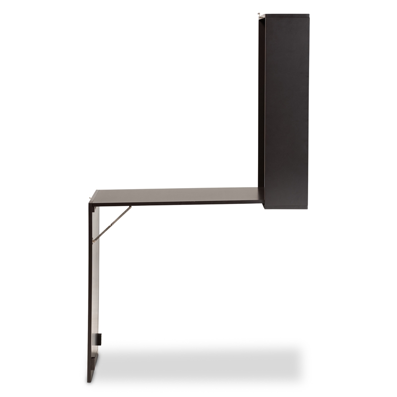 Baxton Studio Millard Modern Dark Brown Finished Wood Wall-Mounted Folding Desk