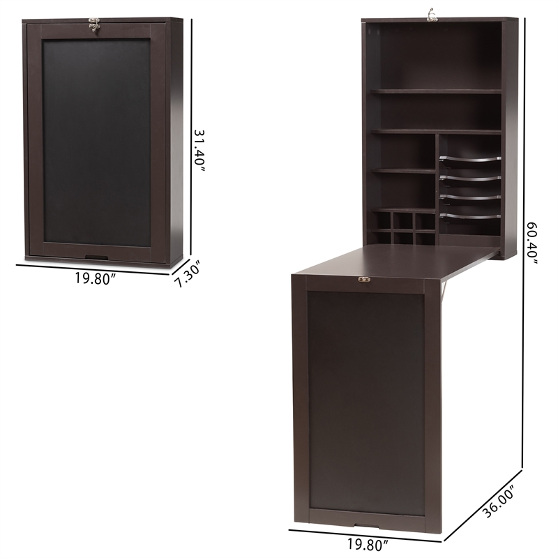 Baxton Studio Millard Modern Dark Brown Finished Wood Wall-Mounted Folding Desk
