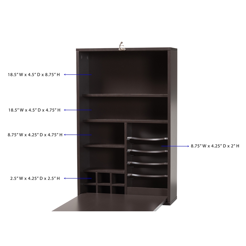 Baxton Studio Millard Modern Dark Brown Finished Wood Wall-Mounted Folding Desk