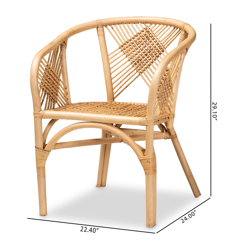 Baxton Studio Kagama Modern Bohemian Natural Brown Rattan Dining Chair