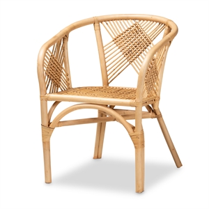 baxton studio kagama modern bohemian natural brown rattan dining chair