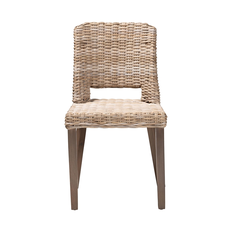 Baxton Studio Magy Modern Rattan and Brown Wood Dining Chair