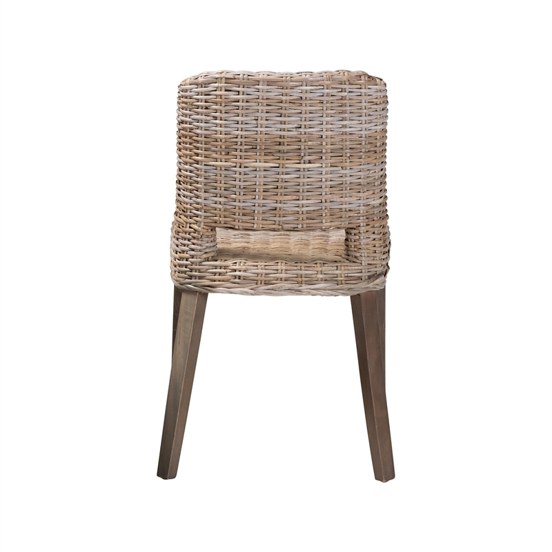 Baxton Studio Magy Modern Rattan and Brown Wood Dining Chair