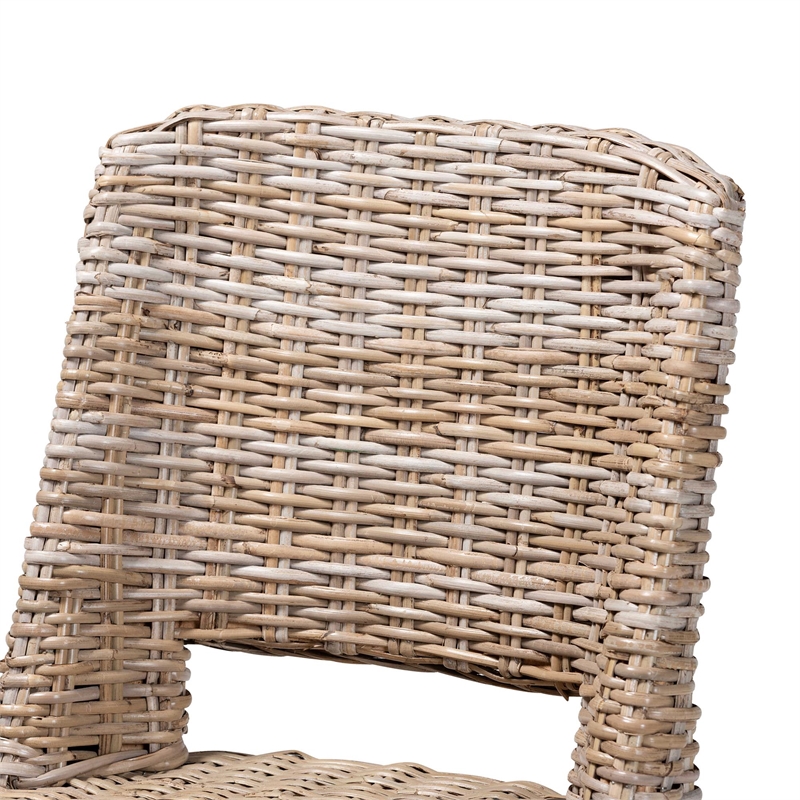 Baxton Studio Magy Modern Rattan and Brown Wood Dining Chair