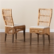 Baxton Studio Sullivan Modern Natural Brown Rattan 2-Piece Dining Chair Set
