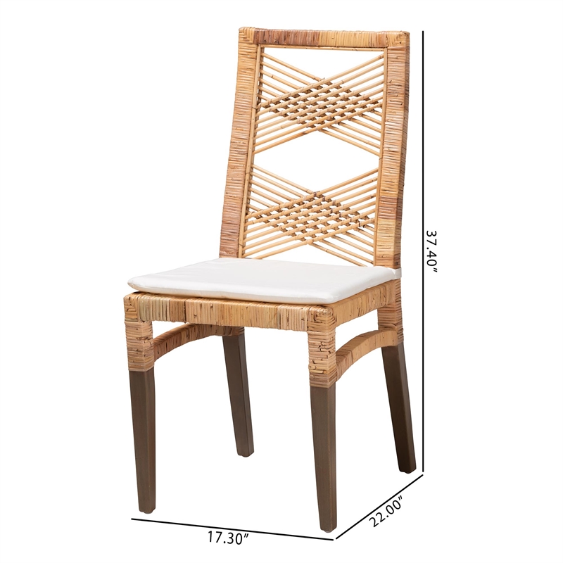 Baxton Studio Poltak Modern Natural Brown Rattan Dining Chair