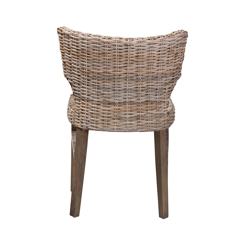 Baxton Studio Enver Modern  Rattan and Brown Wood Dining Chair