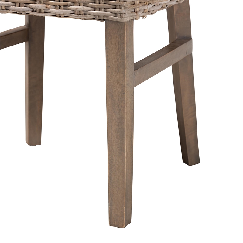 Baxton Studio Enver Modern  Rattan and Brown Wood Dining Chair