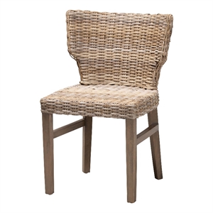Baxton Studio Enver Modern  Rattan and Brown Wood Dining Chair