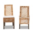 Baxton Studio Argos Modern Natural Brown Rattan 2-Piece Dining Chair Set