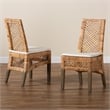 Baxton Studio Argos Modern Natural Brown Rattan 2-Piece Dining Chair Set