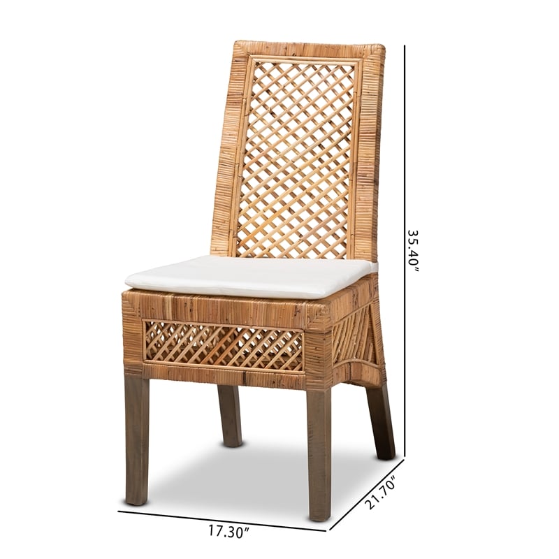 Baxton Studio Argos Modern Natural Brown Rattan 2-Piece Dining Chair Set