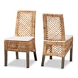 Baxton Studio Argos Modern Natural Brown Rattan 2-Piece Dining Chair Set