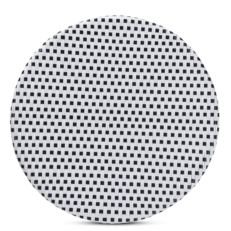 Baxton Studio Tavor Black and White Weaving and  Rattan Dining Table