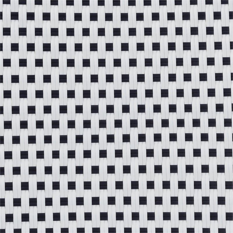 Baxton Studio Tavor Black and White Weaving and  Rattan Dining Table