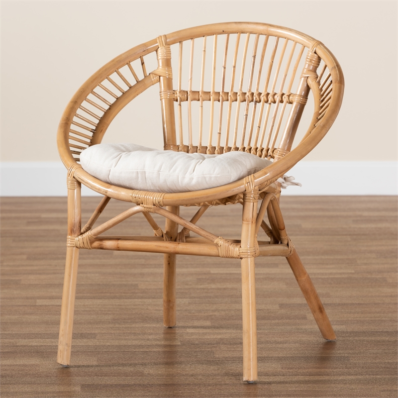 Baxton Studio Adrina Modern Bohemian Natural Brown Rattan Dining Chair