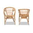 Baxton Studio Alleta Modern Natural Brown Rattan 2-Piece Dining Chair Set