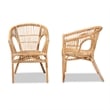 Baxton Studio Alleta Modern Natural Brown Rattan 2-Piece Dining Chair Set