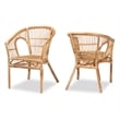 Baxton Studio Alleta Modern Natural Brown Rattan 2-Piece Dining Chair Set