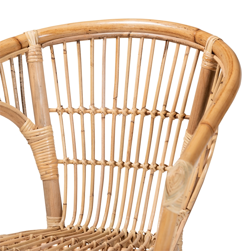 Baxton Studio Alleta Modern Natural Brown Rattan 3-Piece Living Room Set