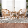 Baxton Studio Alleta Modern Natural Brown Rattan 3-Piece Living Room Set