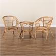 Baxton Studio Alleta Modern Natural Brown Rattan 3-Piece Living Room Set