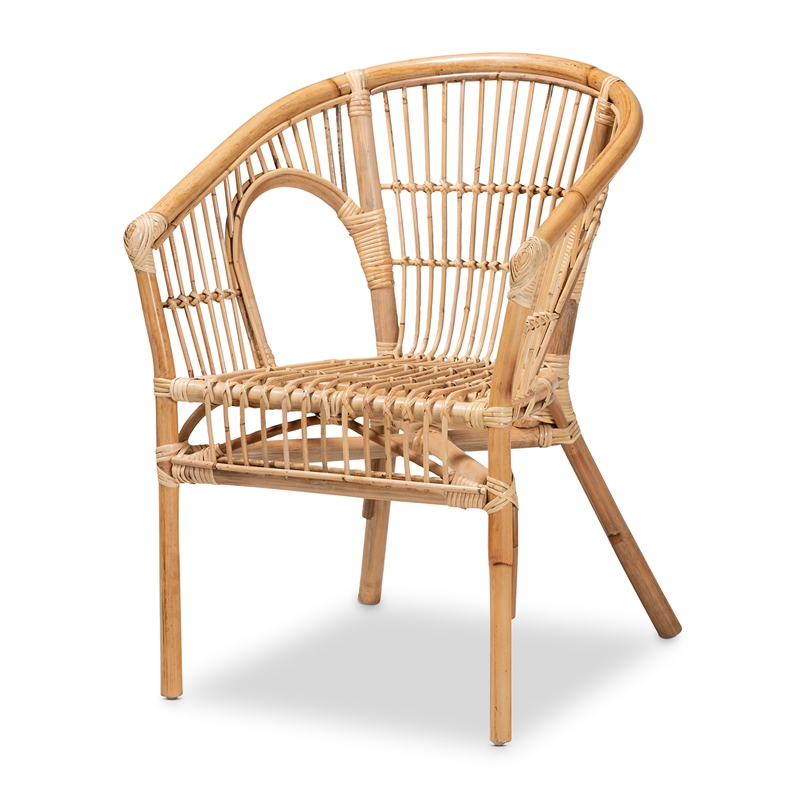 Baxton Studio Alleta Modern Natural Brown Rattan 3-Piece Living Room Set